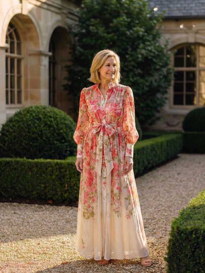 Iris | Long Sleeve Floral Botanical Maxi Dress