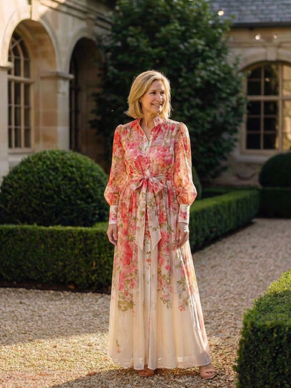 Iris | Long Sleeve Floral Botanical Maxi Dress