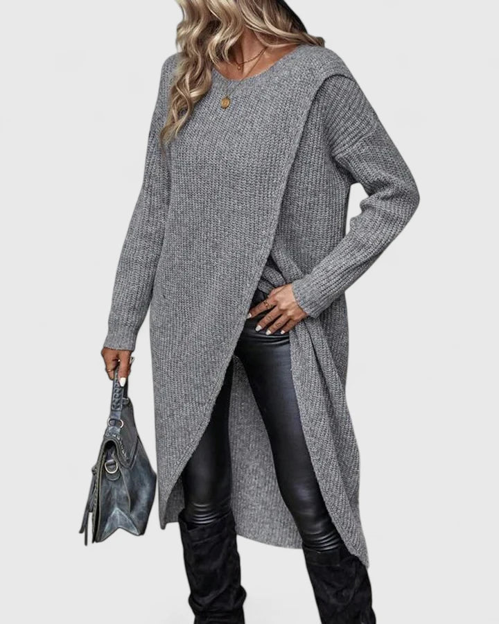 Fenella long-sleeve knit sweater dress with wrap hem view 5