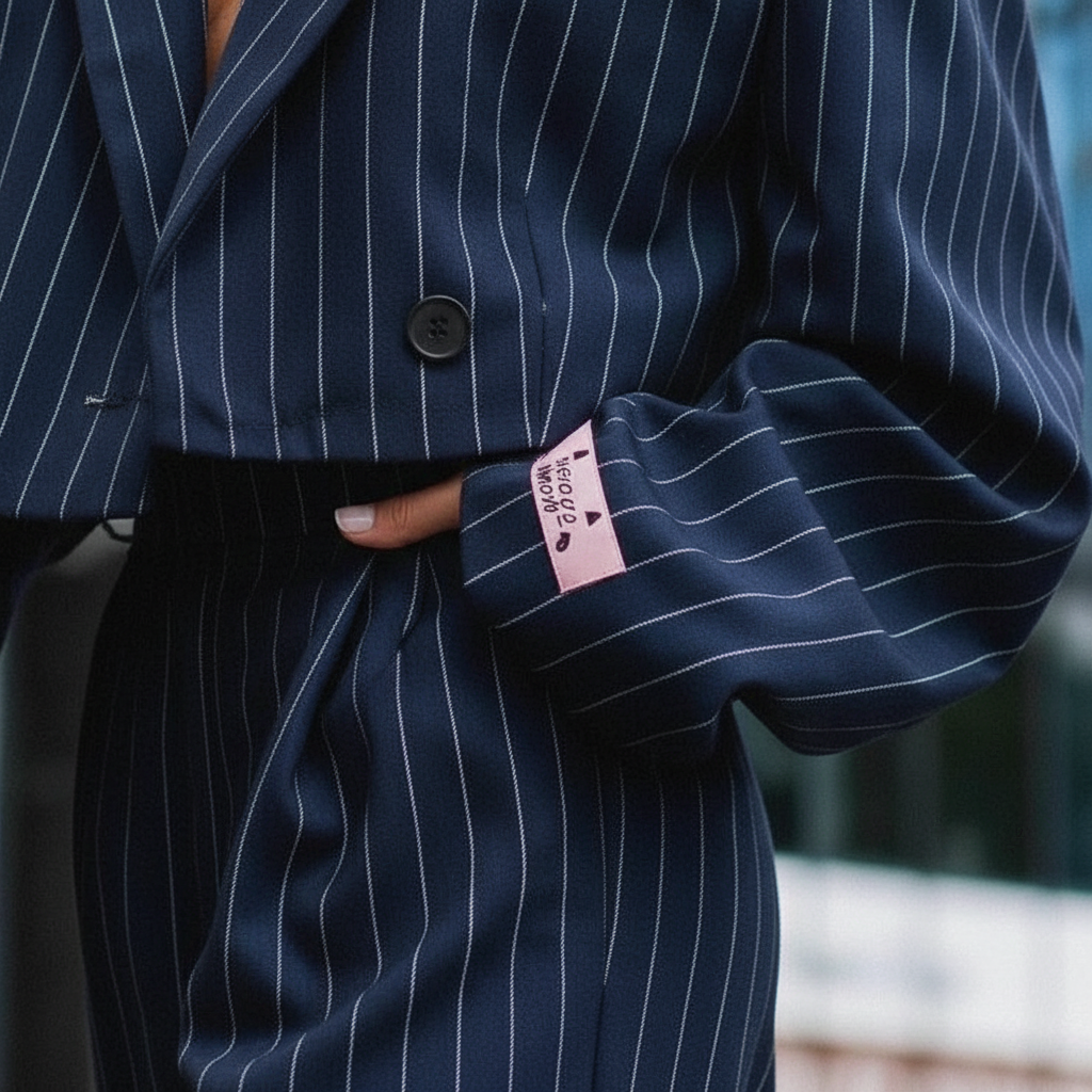 Isaline striped two-piece suit set for women