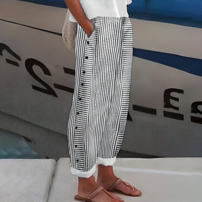 Lindsay | Casual Straight Leg Elastic Waist Pants