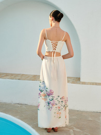 Edora | Floral Cutout Maxi Sundress with Scallop Hem