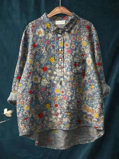 Caroline | Elegant Floral Print Relaxed Blouse
