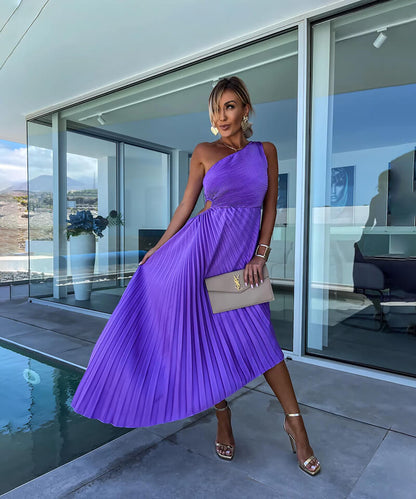Sienna | One Shoulder Asymmetric Midi Dress