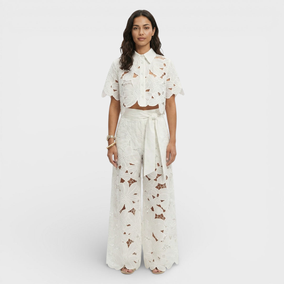Floral cut-out summer pants set