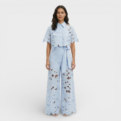 Lightweight floral wide-leg pants set