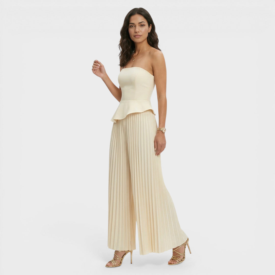 Cream bustier jumpsuit front view