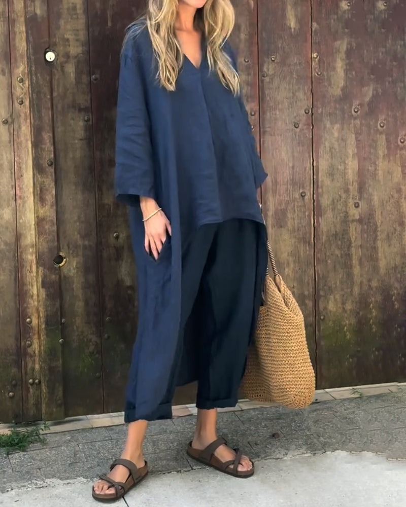 Freylin | V-Neck Long Sleeve Two-Piece Set