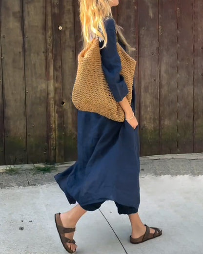 Two-piece set showing V-neck top detail