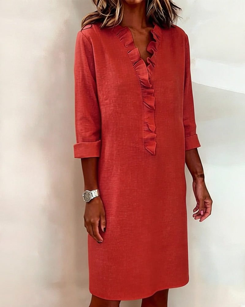 V-neck ruffle midi dress, view 11