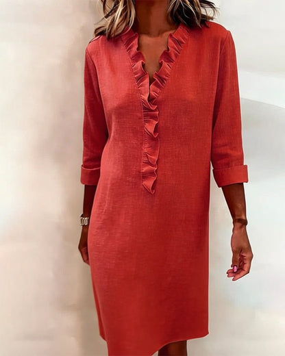 V-neck ruffle midi dress, view 13