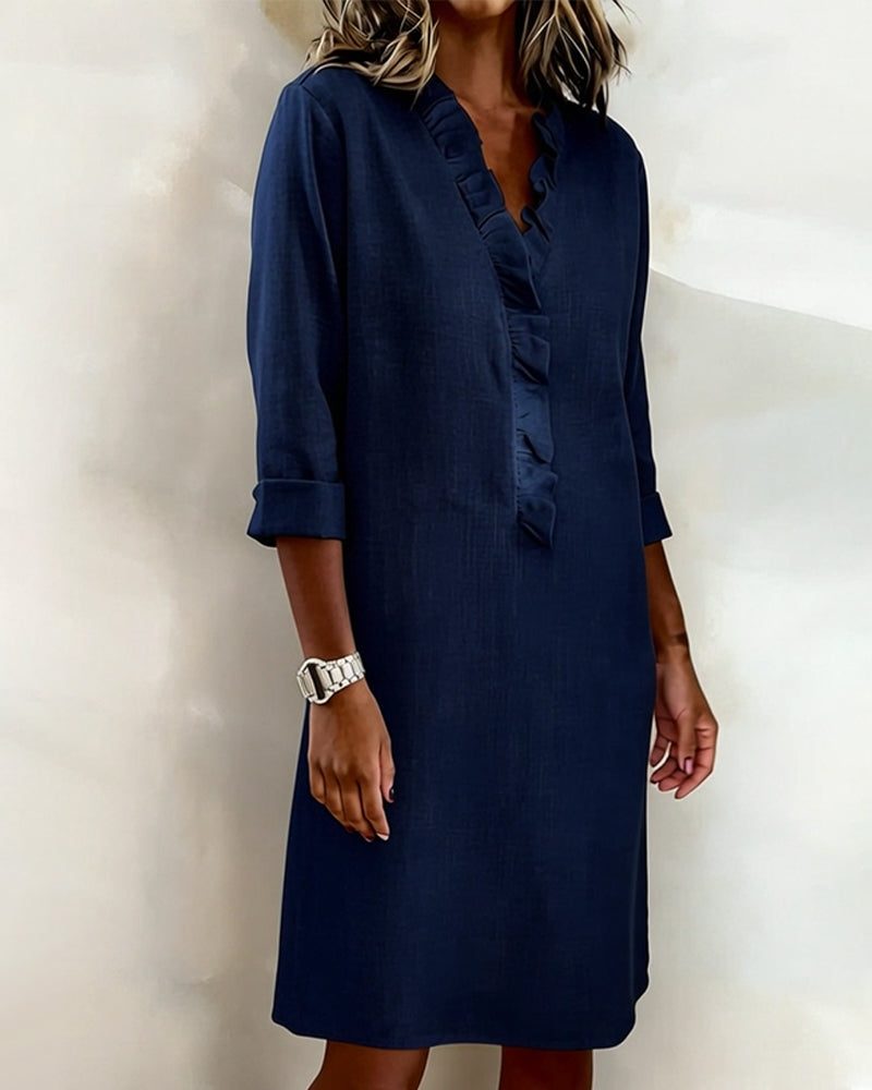 V-neck ruffle midi dress, view 14