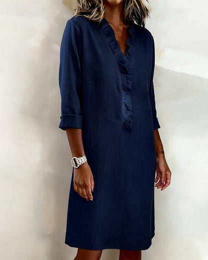 V-neck ruffle midi dress, view 14