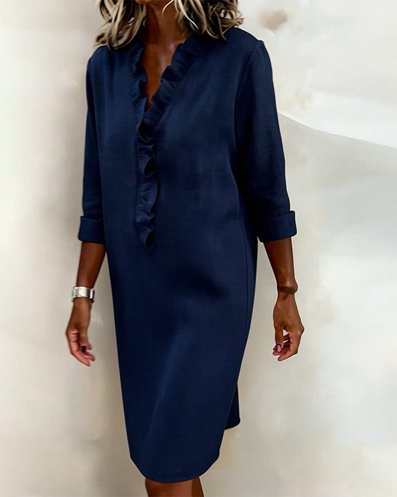 V-neck ruffle midi dress, view 15