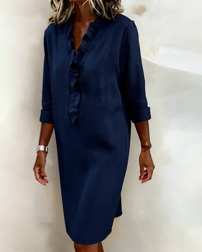 V-neck ruffle midi dress, view 15