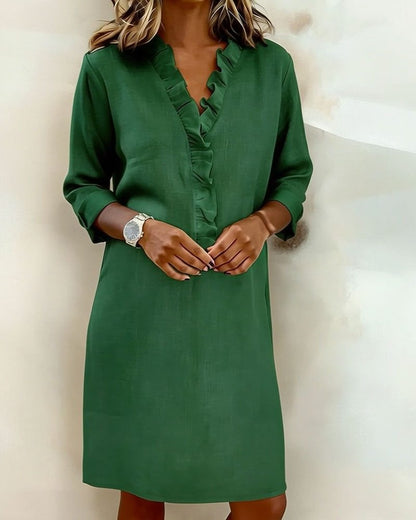 V-neck ruffle midi dress, view 17