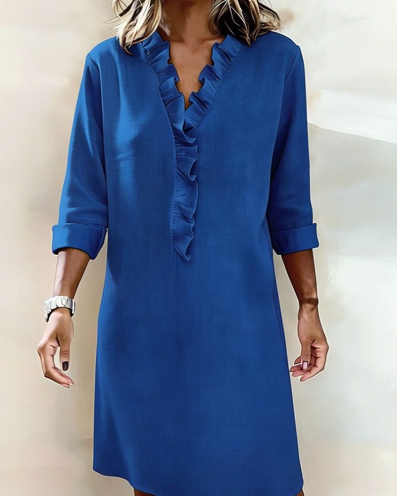 V-neck ruffle midi dress, view 19