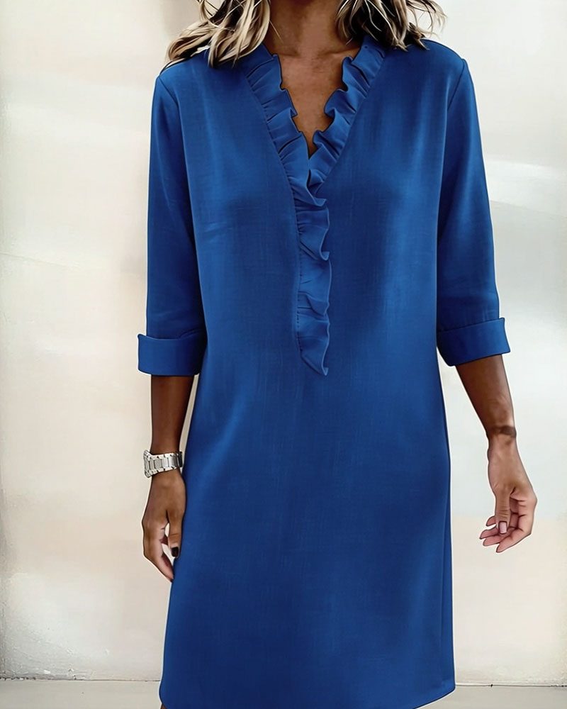 V-neck ruffle midi dress, view 20