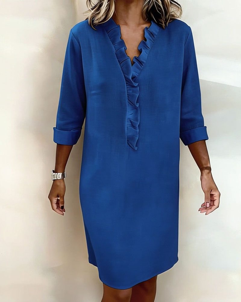 V-neck ruffle midi dress, view 21