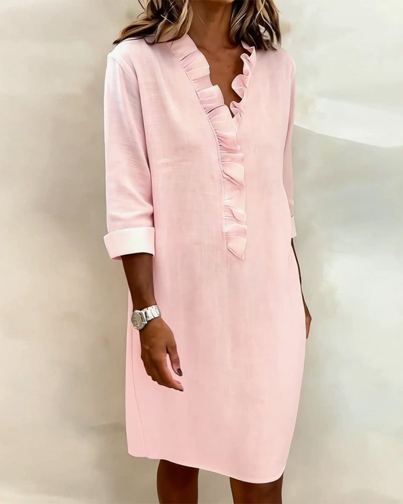 V-neck ruffle midi dress, view 6