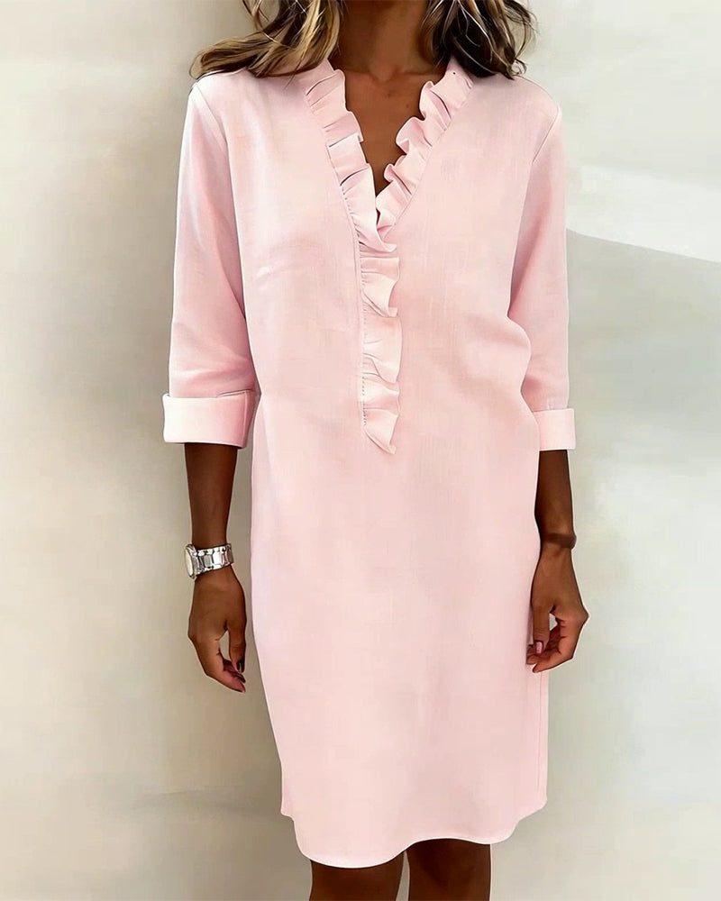 V-neck ruffle midi dress, view 7