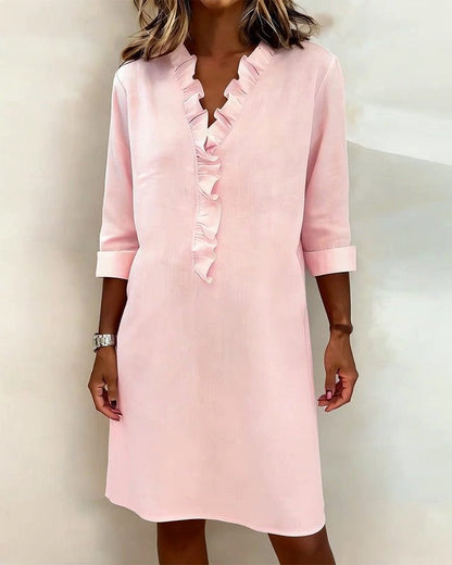 V-neck ruffle midi dress, view 8