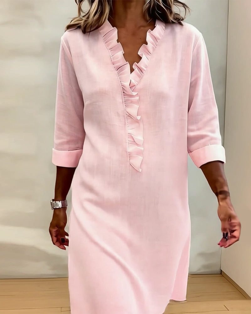 V-neck ruffle midi dress, view 9