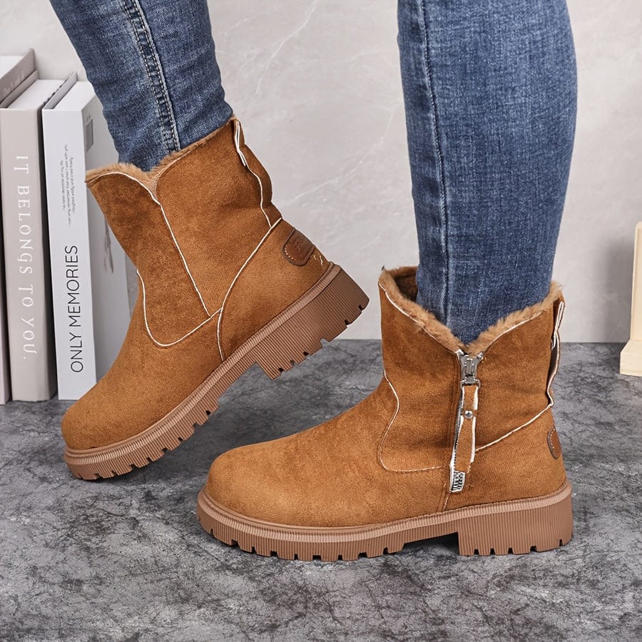 Fur-lined winter ankle boots for women