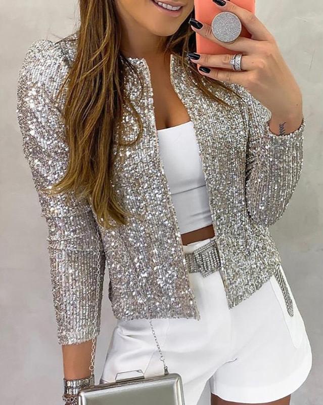 Gaia sparkle open-front party jacket, view 4