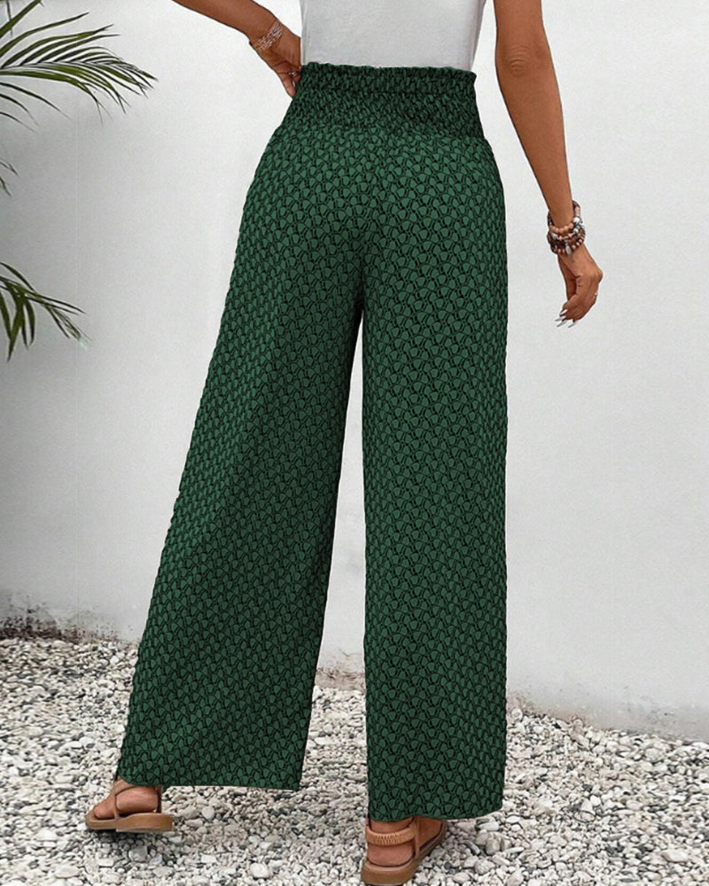 Olivia | Wide Leg Flowy Printed Pants