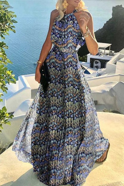 Maris | Polka Dot Halter Backless Maxi Dress