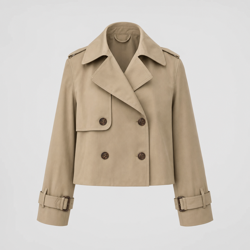 Cropped trench coat in khaki