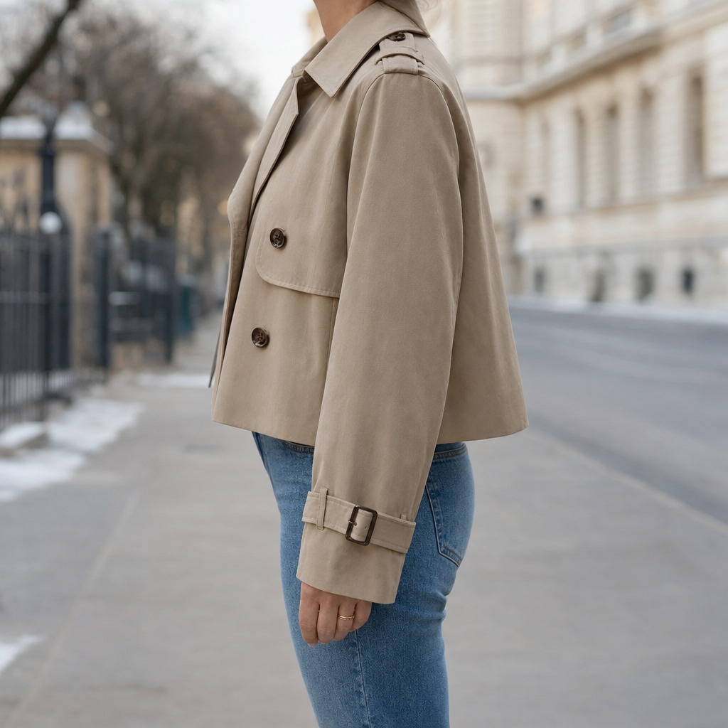 Cropped trench coat, view 3
