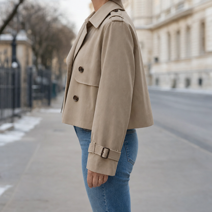 Cropped trench coat, view 3