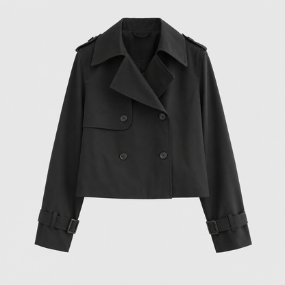 Cropped trench coat in black