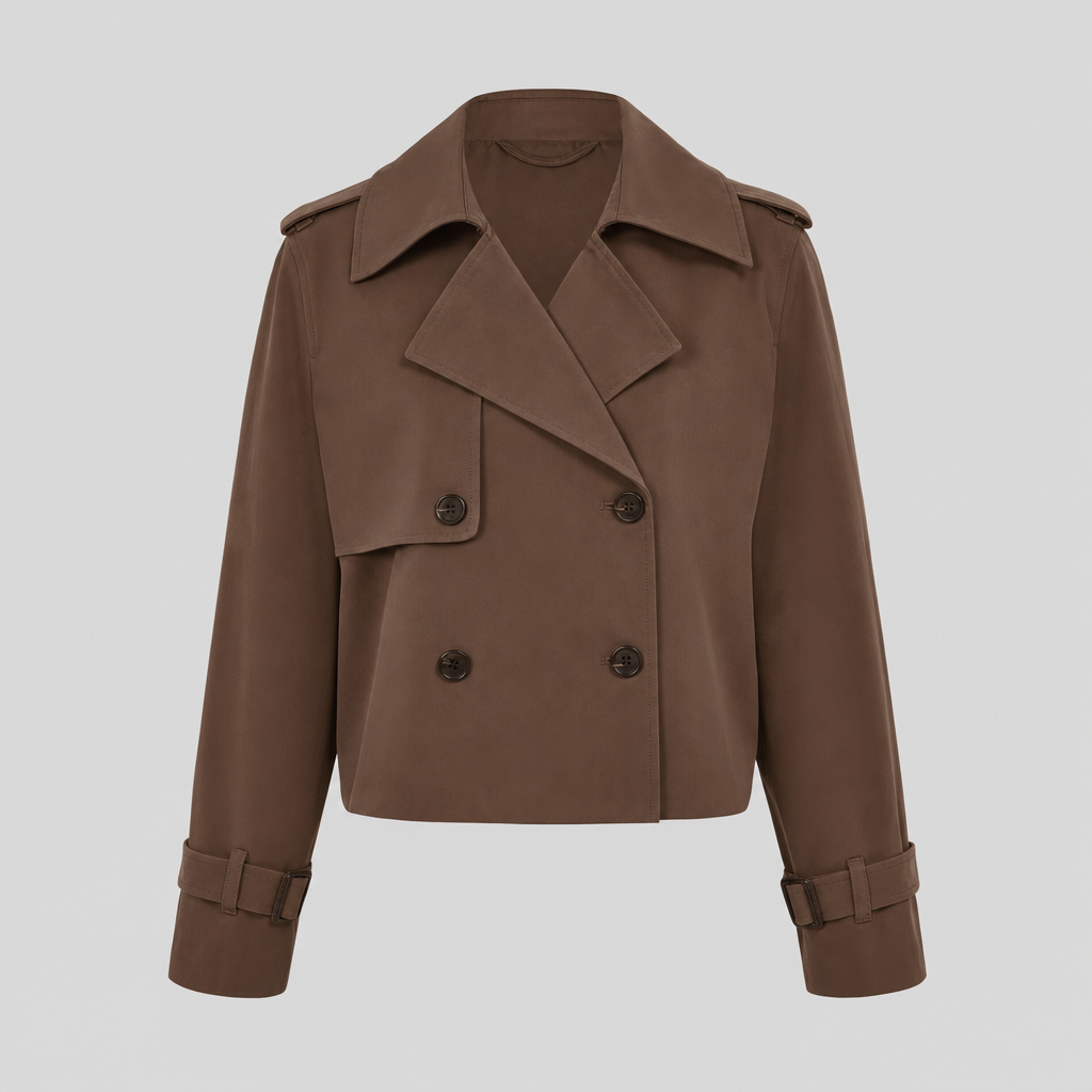Cropped trench coat in brown