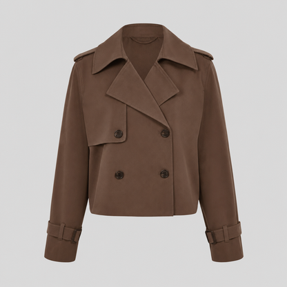 Cropped trench coat in brown
