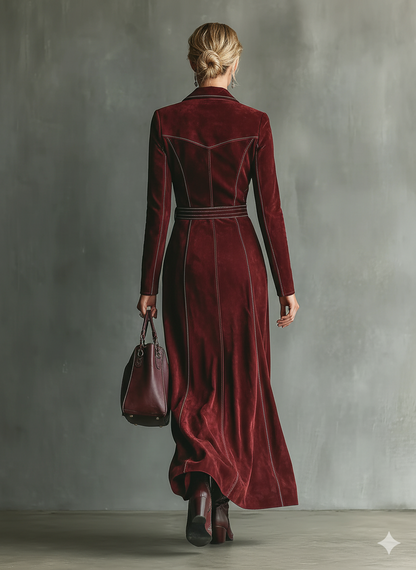 Color-block long-sleeve maxi dress for women view 5