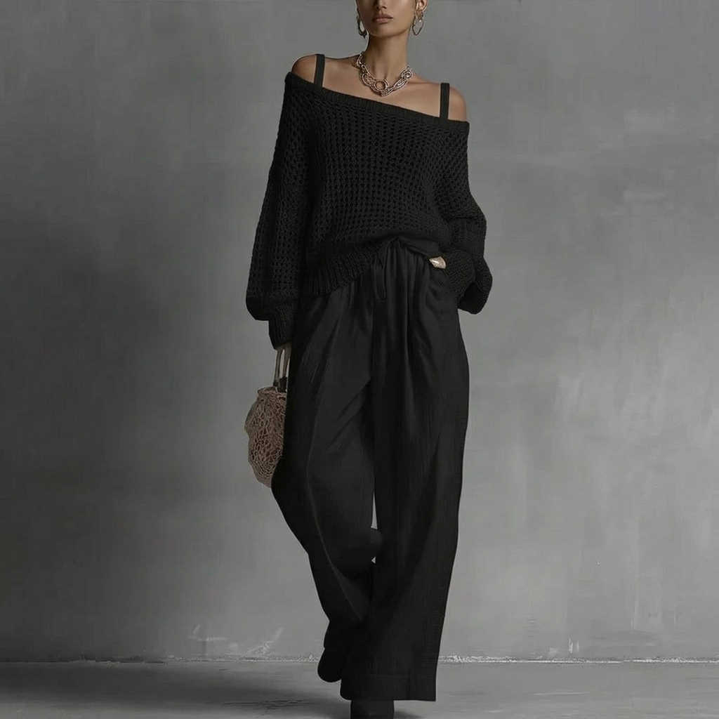 Elvenna women's off-shoulder top and wide-leg set