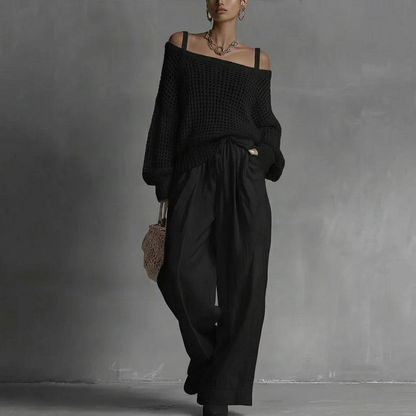 Elvenna women's off-shoulder top and wide-leg set