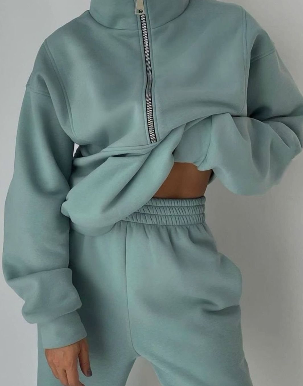 Hilda half-zip pullover and high-waisted jogger set, front view