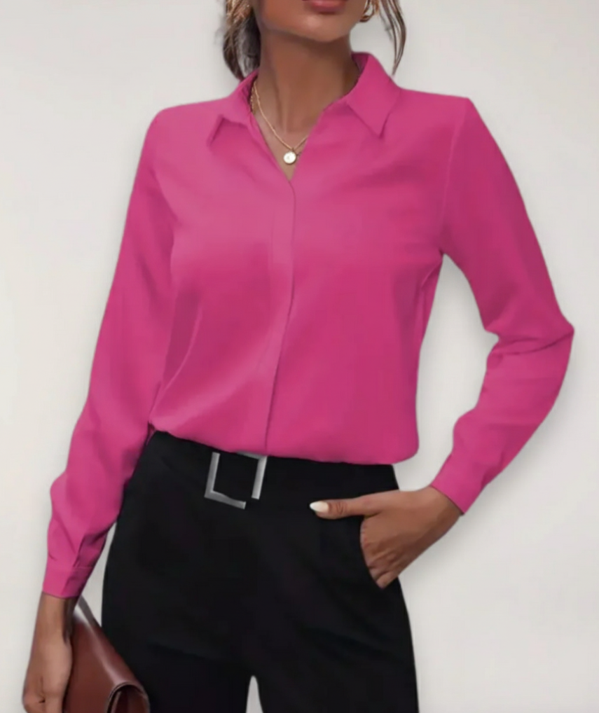 Collared top in hot pink