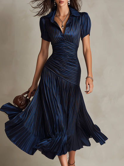 Retro striped midi dress for women