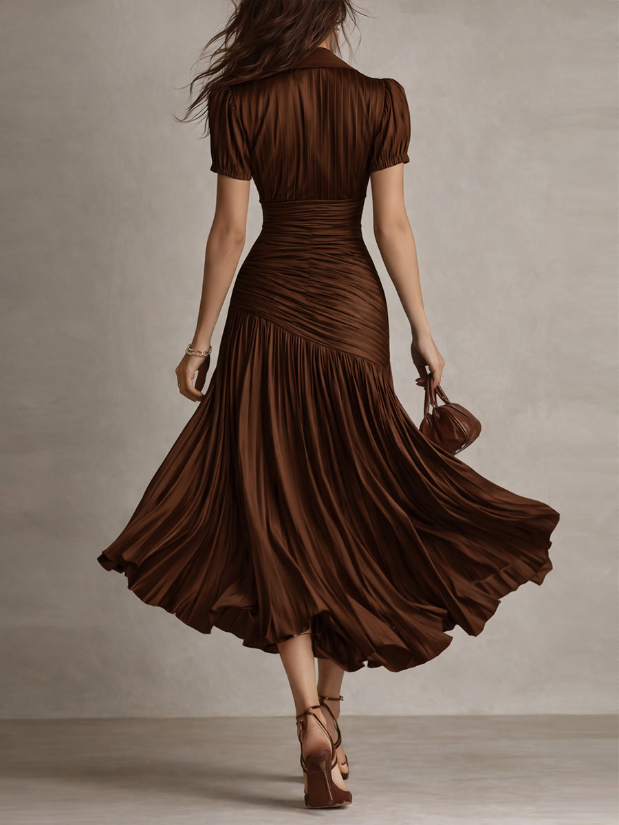 Retro striped midi dress for women view 10