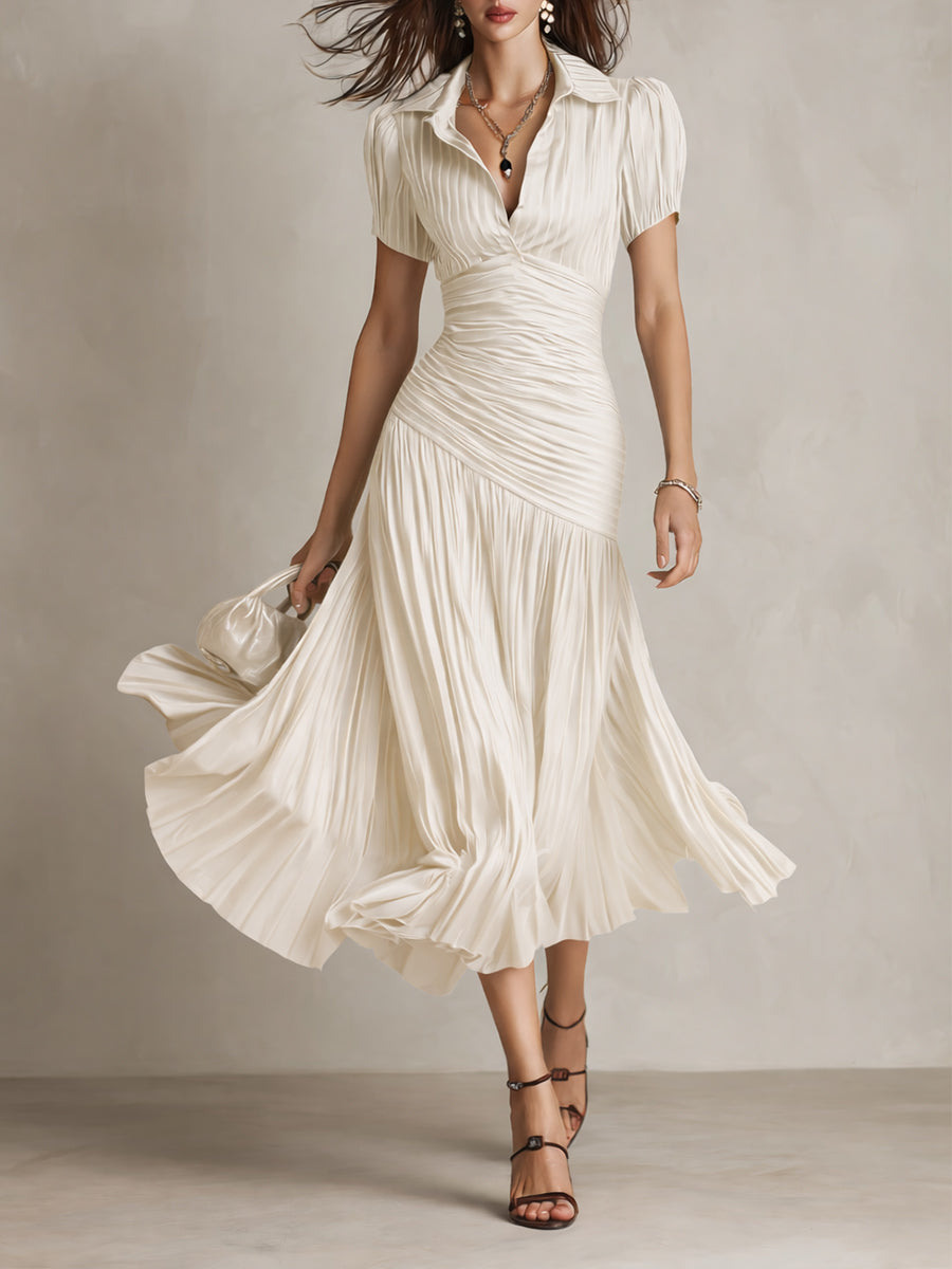 Retro striped midi dress for women view 2