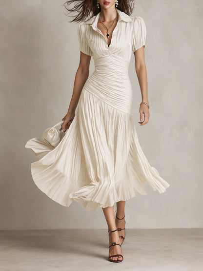 Retro striped midi dress for women view 2