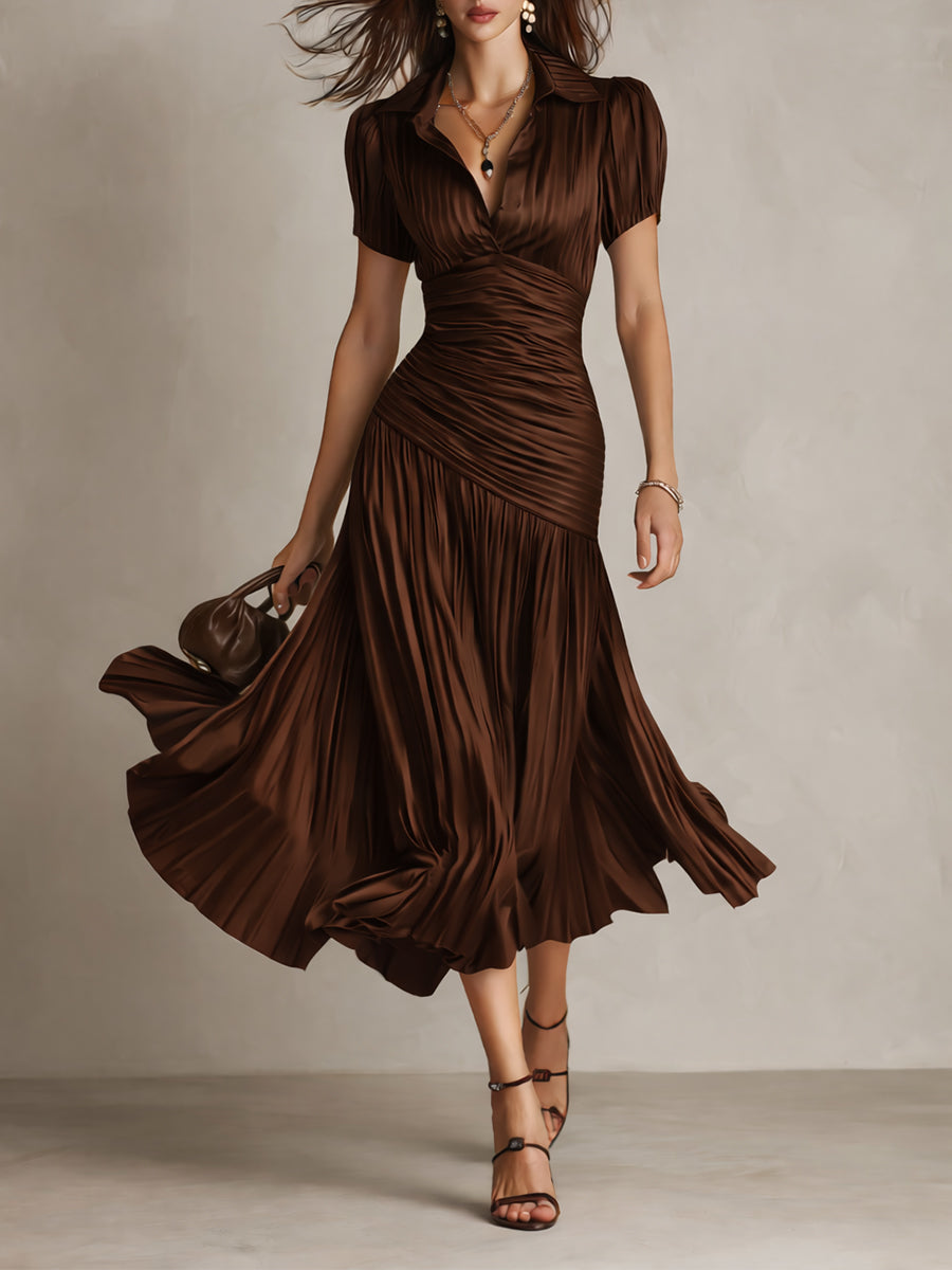 Retro striped midi dress for women view 4