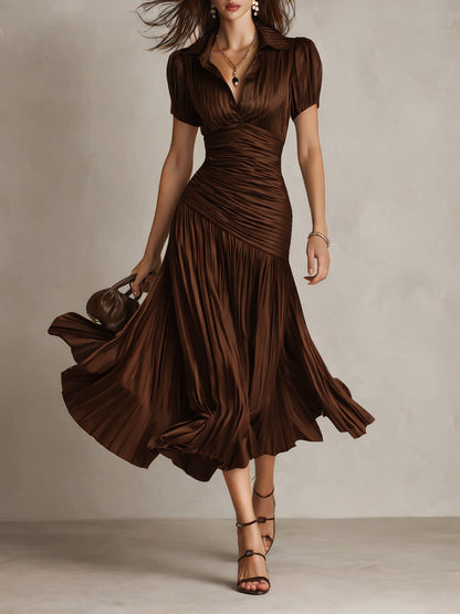 Retro striped midi dress for women view 4
