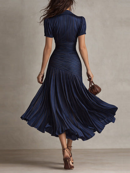 Retro striped midi dress for women view 7