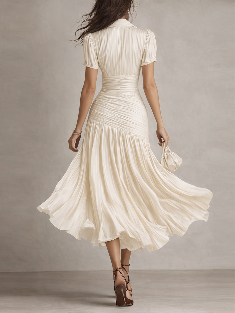 Retro striped midi dress for women view 8